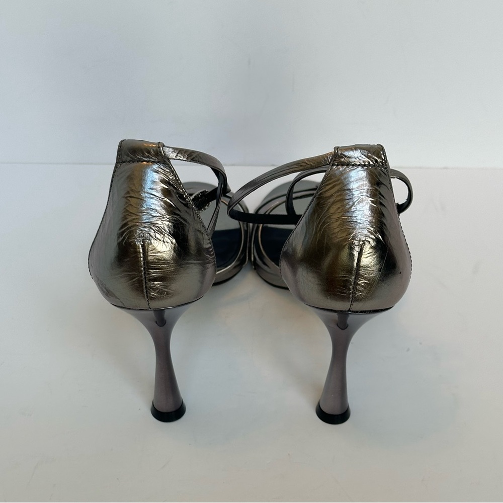 Saks Fifth Avenue Silver Strappy Heels - See Video! - Picture 7 of 9